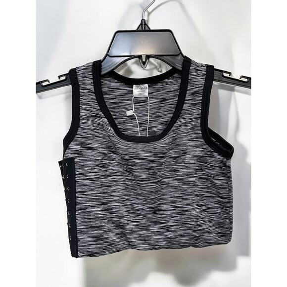 NEW Women's Sports Bra Gray Workout Top Size Medium Gray Black Janest X Gnile - Picture 1 of 4